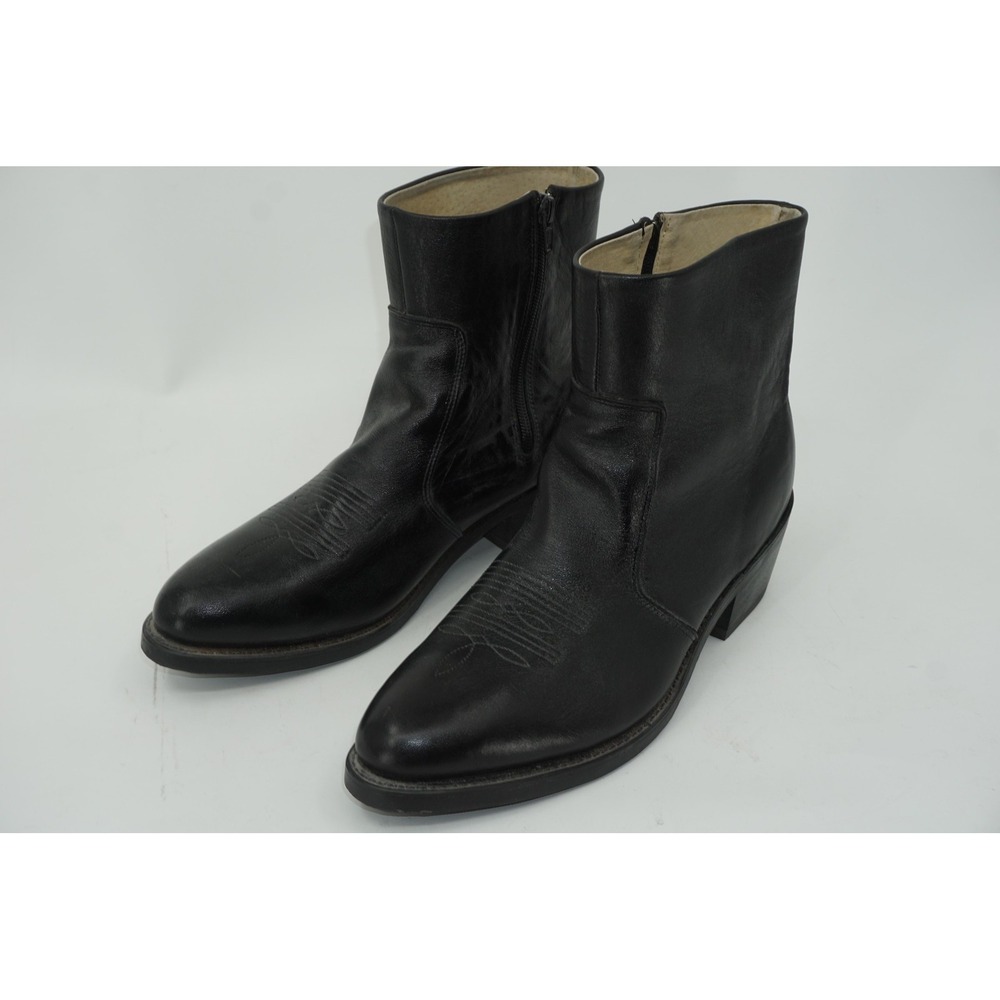 Durango TR 820 Western Ankle Cowboy Boots Men's Size 9.5 EE Black Leather Zip